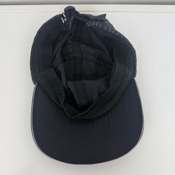 Lululemon Womens Logo Print Active Running Adjustable Zip Pocket Black Cap Hat - Picture 6 of 7